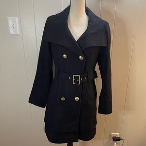 Guess Military Style Wool Blend Long Coat
